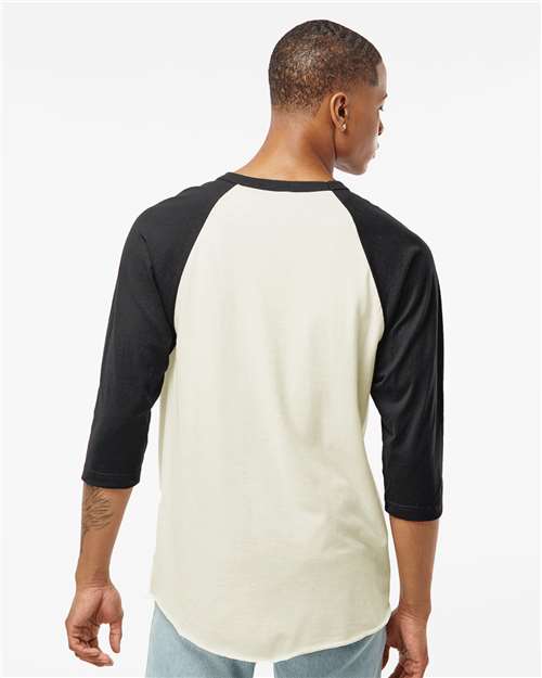 Tultex 245 Unisex Fine Jersey Raglan T-Shirt - Vintage White/ Black - model back