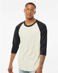 Tultex 245 Unisex Fine Jersey Raglan T-Shirt - Vintage White/ Black - model front