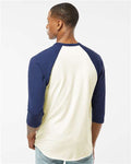 Tultex 245 Unisex Fine Jersey Raglan T-Shirt - Vintage White/ Inked India - model back
