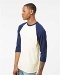 Tultex 245 Unisex Fine Jersey Raglan T-Shirt - Vintage White/ Inked India - model side