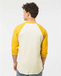 Tultex 245 Unisex Fine Jersey Raglan T-Shirt - Vintage White/ Mellow Yellow - model back
