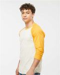 Tultex 245 Unisex Fine Jersey Raglan T-Shirt - Vintage White/ Mellow Yellow - model side