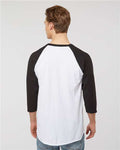 Tultex 245 Unisex Fine Jersey Raglan T-Shirt - White/ Black - model back