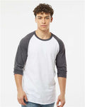Tultex 245 Unisex Fine Jersey Raglan T-Shirt - White/ Heather Charcoal - model front