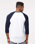 Tultex 245 Unisex Fine Jersey Raglan T-Shirt - White/ Navy - model back