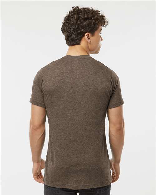 Tultex 241 Unisex Poly-Rich T-Shirt - Heather Brown - model back