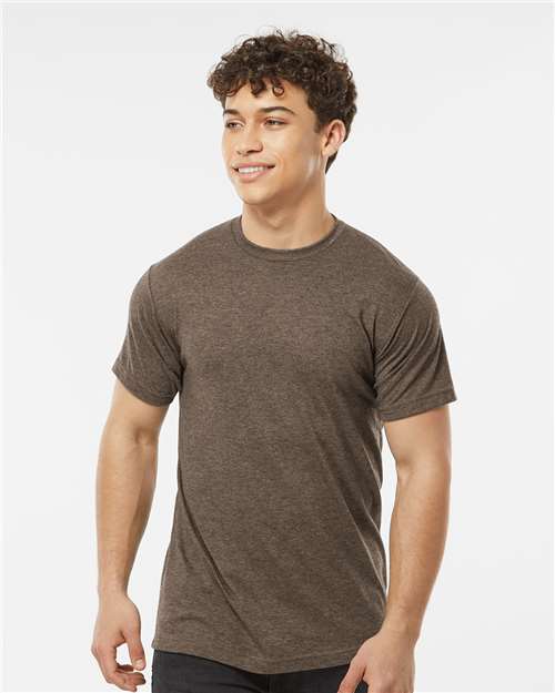 Tultex 241 Unisex Poly-Rich T-Shirt - Heather Brown - model front