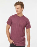 Tultex 241 Unisex Poly-Rich T-Shirt - Heather Burgundy - model front