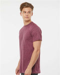 Tultex 241 Unisex Poly-Rich T-Shirt - Heather Burgundy - model side
