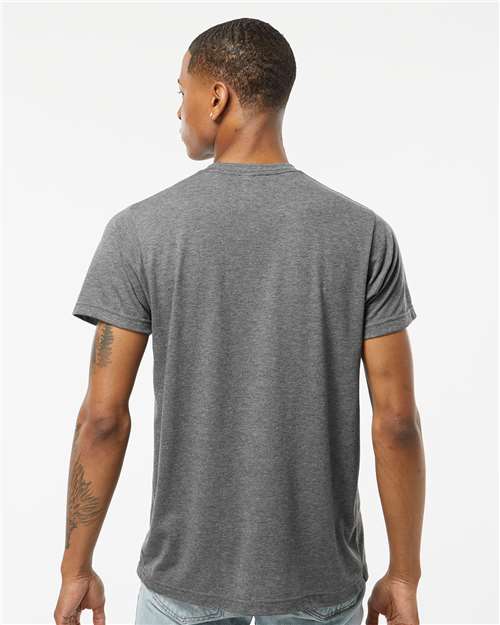 Tultex 241 Unisex Poly-Rich T-Shirt - Heather Charcoal - model back