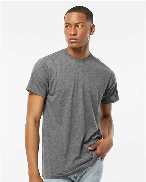 Tultex 241 Unisex Poly-Rich T-Shirt - Heather Charcoal - model front