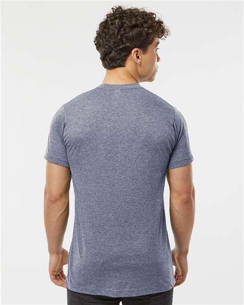 Tultex 241 Unisex Poly-Rich T-Shirt - Heather Denim - model back