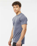Tultex 241 Unisex Poly-Rich T-Shirt - Heather Denim - model side