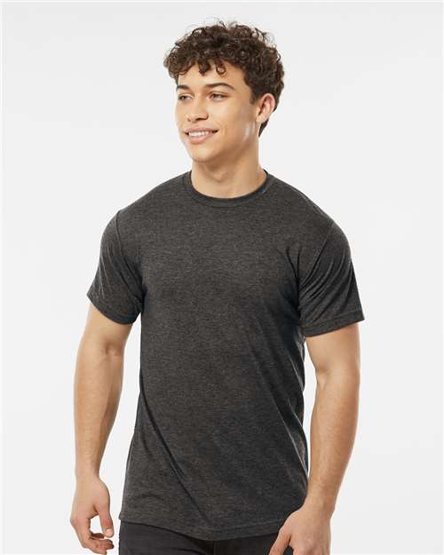 Tultex 241 Unisex Poly-Rich T-Shirt - Heather Graphite - model front
