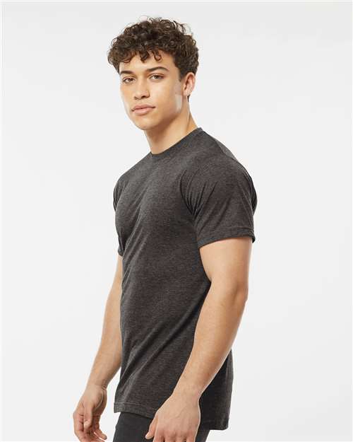 Tultex 241 Unisex Poly-Rich T-Shirt - Heather Graphite - model side