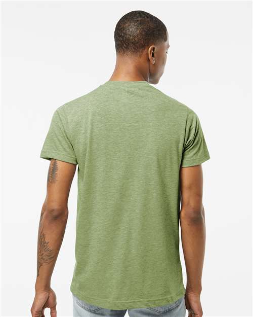 Tultex 241 Unisex Poly-Rich T-Shirt - Heather Green - model back