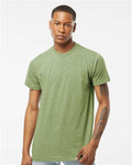 Tultex 241 Unisex Poly-Rich T-Shirt - Heather Green - model front