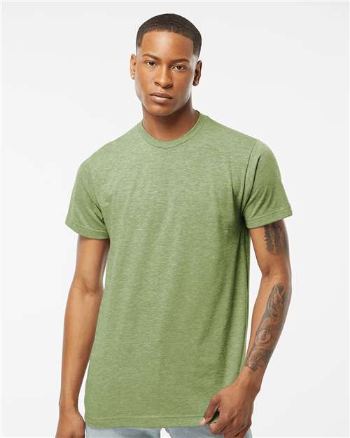 Tultex 241 Unisex Poly-Rich T-Shirt - Heather Green - model front