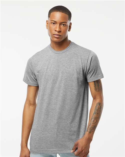 Tultex 241 Unisex Poly-Rich T-Shirt - Heather Grey - model front