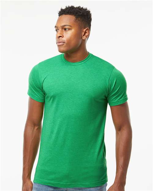 Tultex 241 Unisex Poly-Rich T-Shirt - Heather Kelly - model front