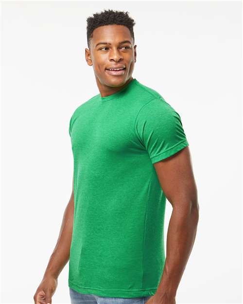 Tultex 241 Unisex Poly-Rich T-Shirt - Heather Kelly - model side