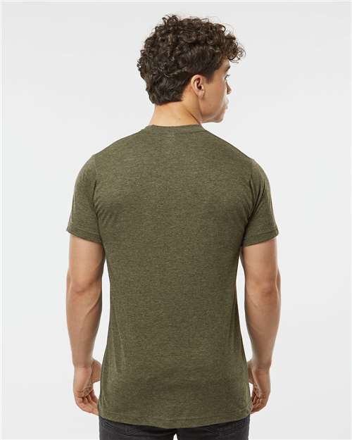 Tultex 241 Unisex Poly-Rich T-Shirt - Heather Military Green - model back