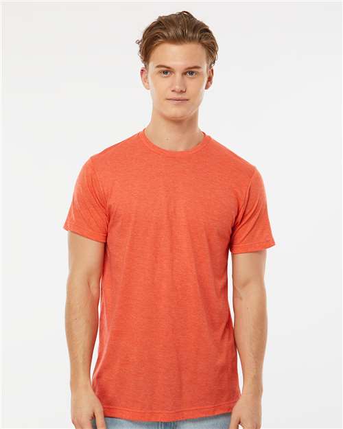 Tultex 241 Unisex Poly-Rich T-Shirt - Heather Orange - model front
