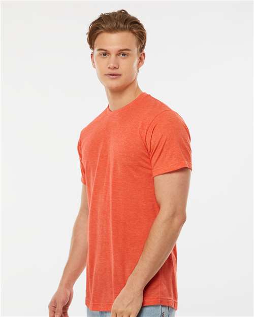 Tultex 241 Unisex Poly-Rich T-Shirt - Heather Orange - model side