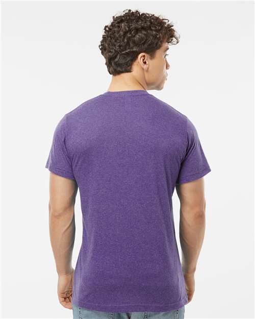 Tultex 241 Unisex Poly-Rich T-Shirt - Heather Purple - model back