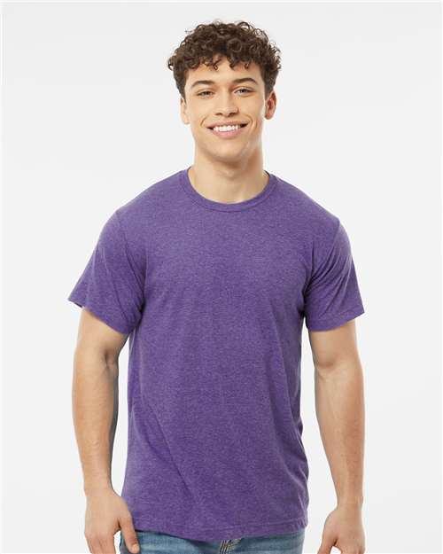 Tultex 241 Unisex Poly-Rich T-Shirt - Heather Purple - model front