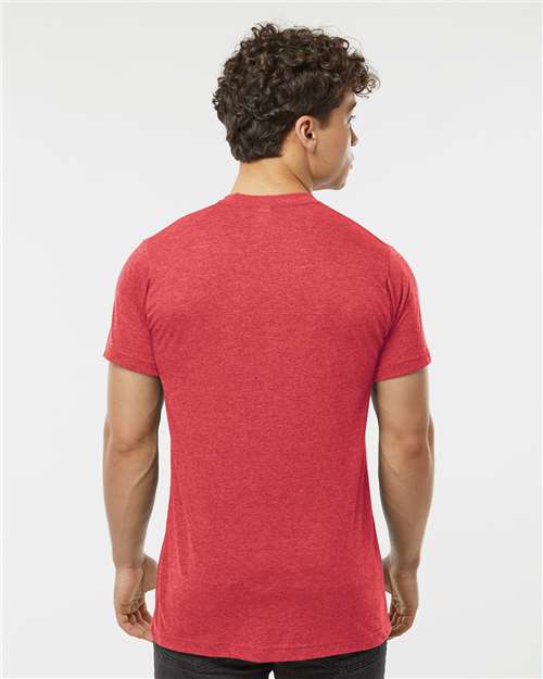 Tultex 241 Unisex Poly-Rich T-Shirt - Heather Red - model back