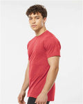 Tultex 241 Unisex Poly-Rich T-Shirt - Heather Red - model side