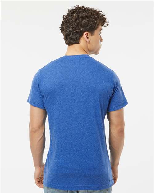 Tultex 241 Unisex Poly-Rich T-Shirt - Heather Royal - model back