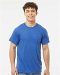 Tultex 241 Unisex Poly-Rich T-Shirt - Heather Royal - model front