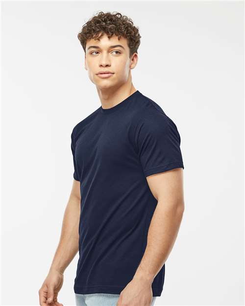 Tultex 241 Unisex Poly-Rich T-Shirt - Navy - model side