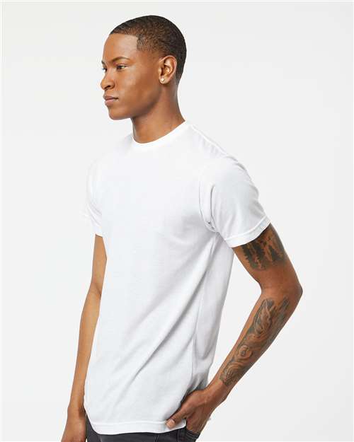 Tultex 241 Unisex Poly-Rich T-Shirt - White - model side