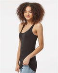 Tultex 190 Women's Poly-Rich Racerback Tank Top - Black - model side