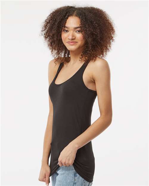 Tultex 190 Women's Poly-Rich Racerback Tank Top - Black - model side