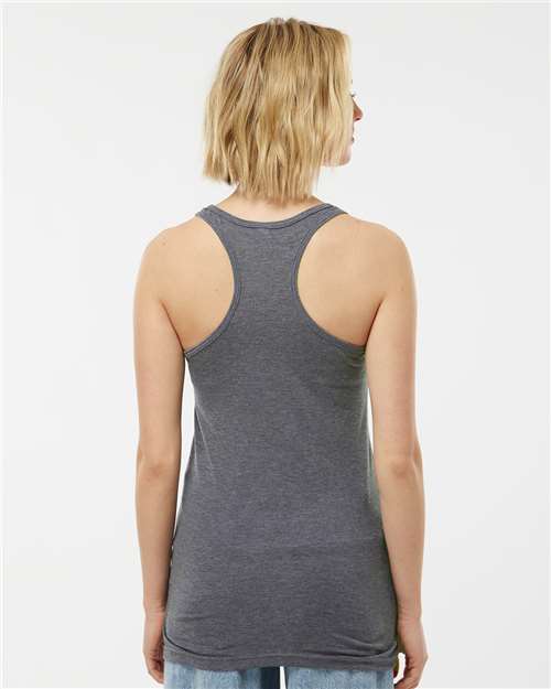 Tultex 190 Women's Poly-Rich Racerback Tank Top - Heather Charcoal - model back