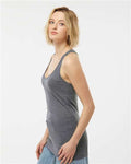 Tultex 190 Women's Poly-Rich Racerback Tank Top - Heather Charcoal - model side