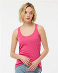 Tultex 190 Women's Poly-Rich Racerback Tank Top - Heather Fuchsia - model front