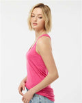 Tultex 190 Women's Poly-Rich Racerback Tank Top - Heather Fuchsia - model side