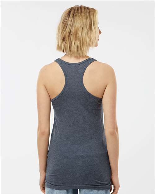 Tultex 190 Women's Poly-Rich Racerback Tank Top - Heather Navy - model back