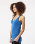 Tultex 190 Women's Poly-Rich Racerback Tank Top - Heather Royal - model side
