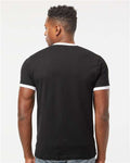 Tultex 246 Unisex Fine Jersey Ringer T-Shirt - Black/ White - model back