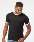 Tultex 246 Unisex Fine Jersey Ringer T-Shirt - Black/ White - model front