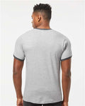 Tultex 246 Unisex Fine Jersey Ringer T-Shirt - Heather Grey/ Heather Charcoal - model back