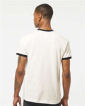 Tultex 246 Unisex Fine Jersey Ringer T-Shirt - Vintage White/ Black - model back