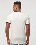 Tultex 246 Unisex Fine Jersey Ringer T-Shirt - Vintage White/ Inked India - model back