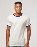 Tultex 246 Unisex Fine Jersey Ringer T-Shirt - Vintage White/ Inked India - model front